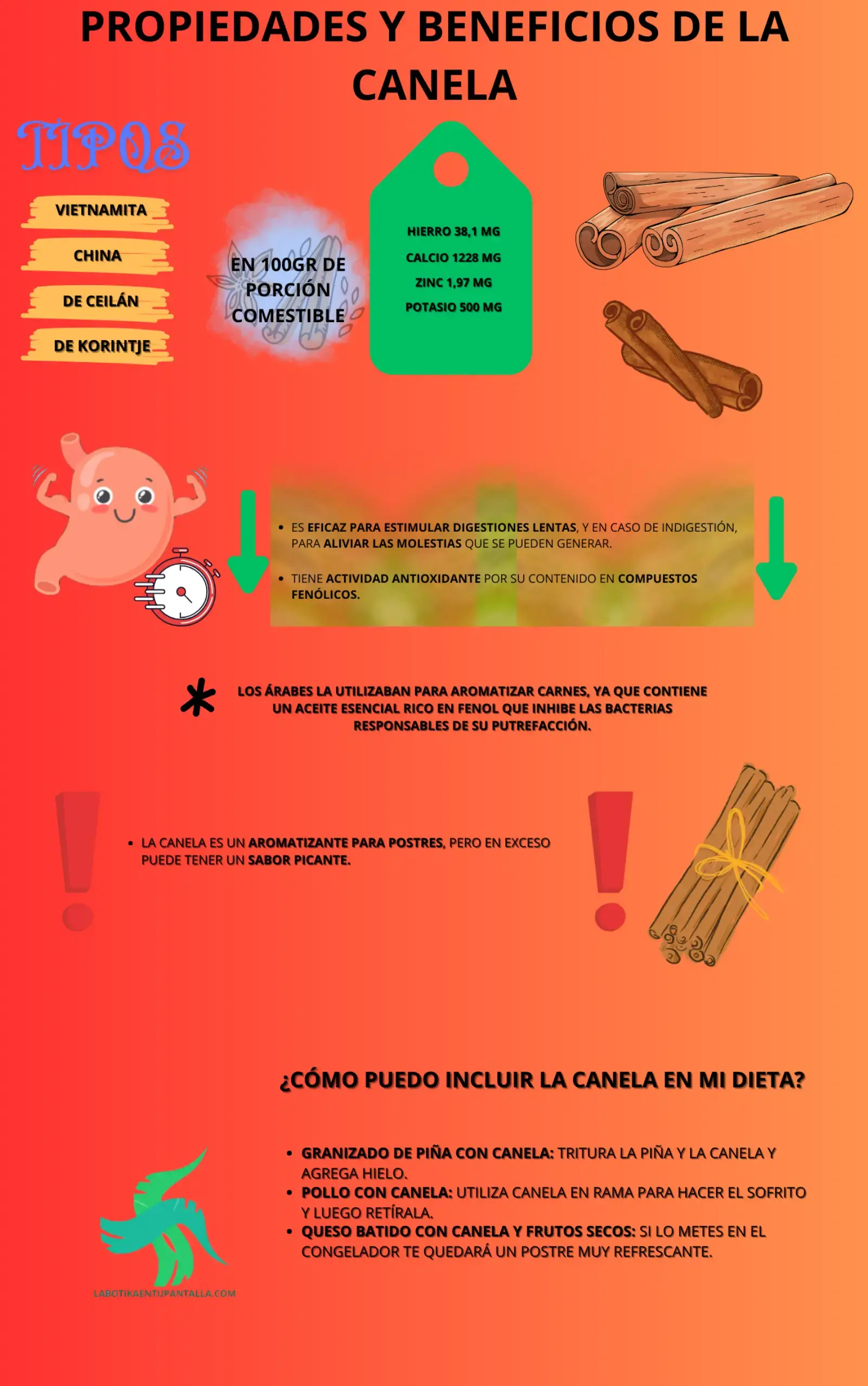 Propiedades y beneficios de la canela, recetas, como comerla