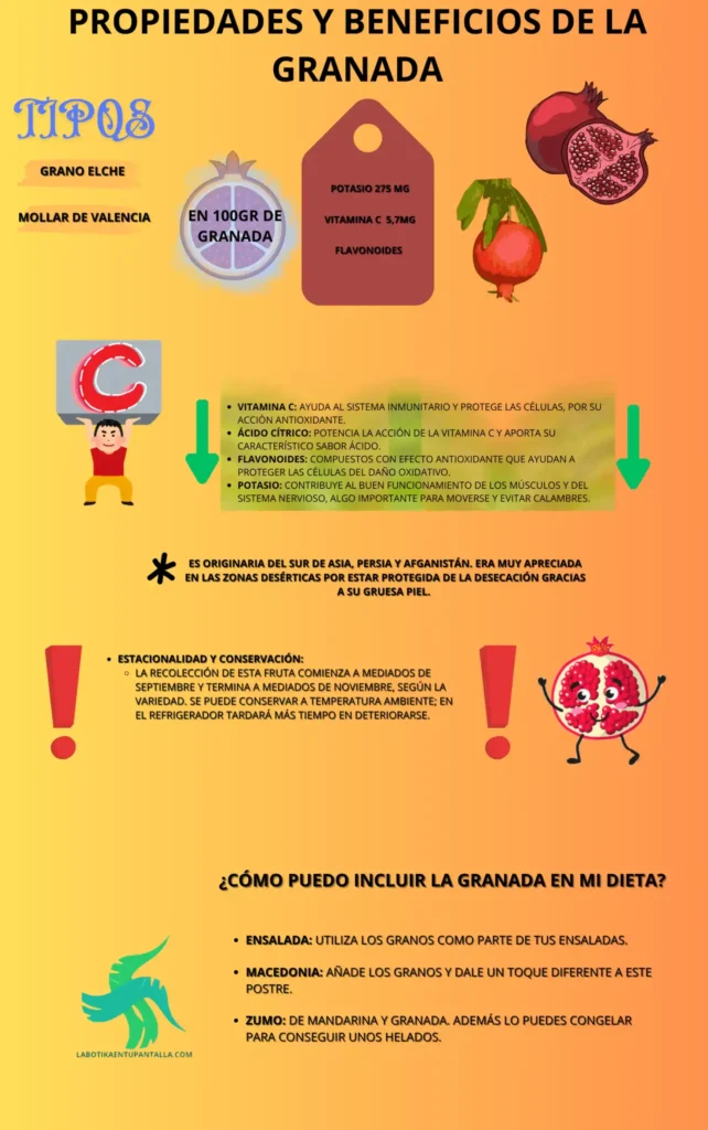 Propiedades y beneficios de la GRANADA, recetas, como comerlas