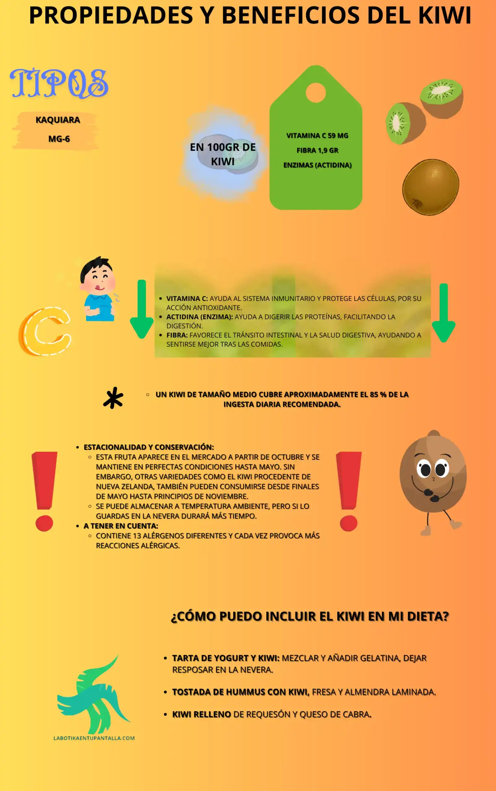 Propiedades y beneficios deL KIWI, recetas, como comerlas