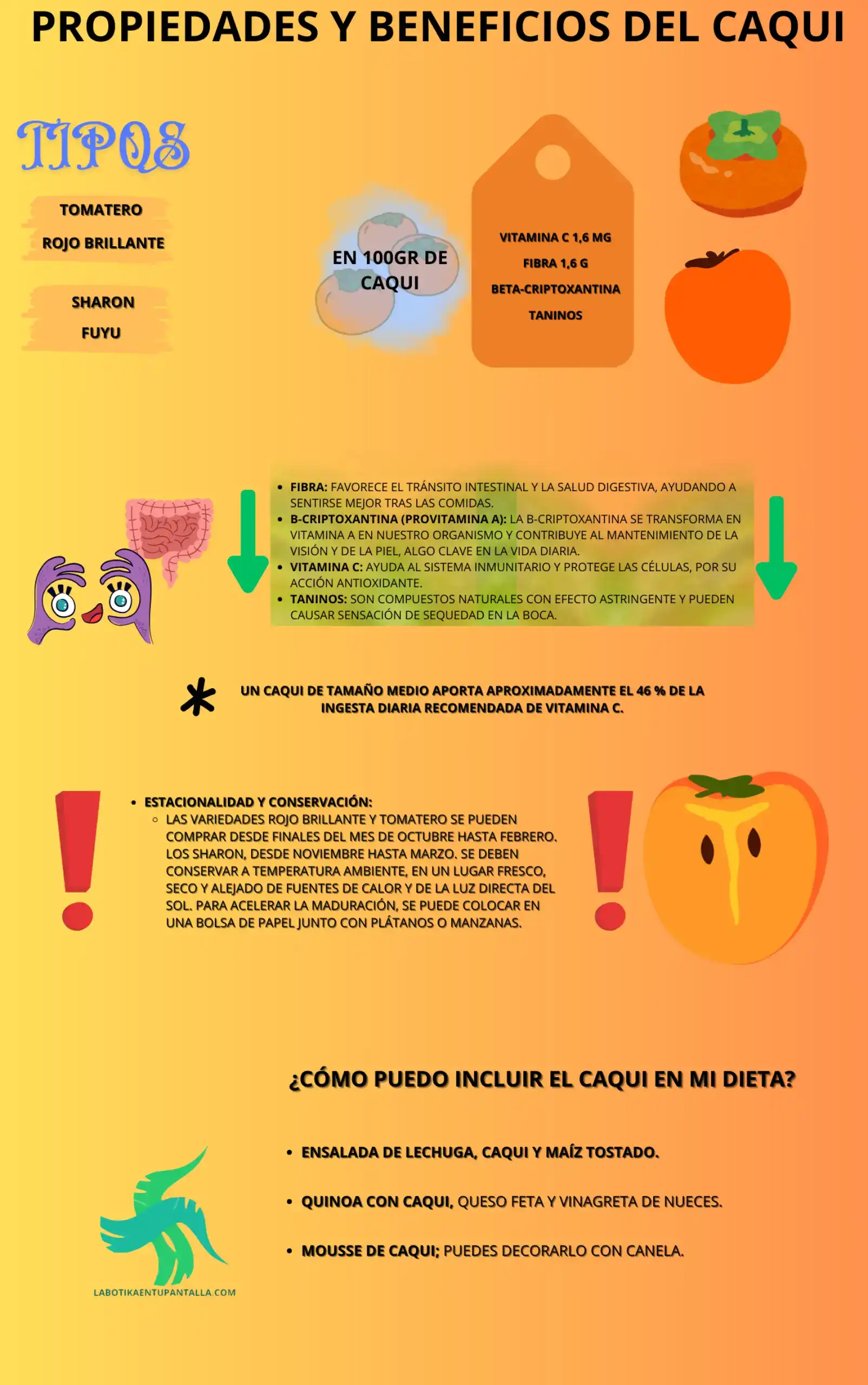Propiedades y beneficios del caqui, recetas, como comerlos
