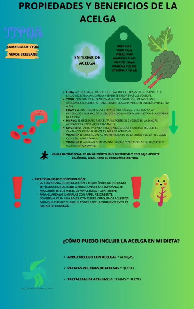 Propiedades y beneficios de la acelga, recetas, como comerlos