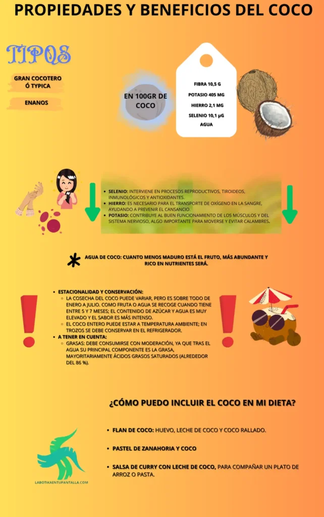 Propiedades y beneficios de la coco, recetas de coco, como comer coco