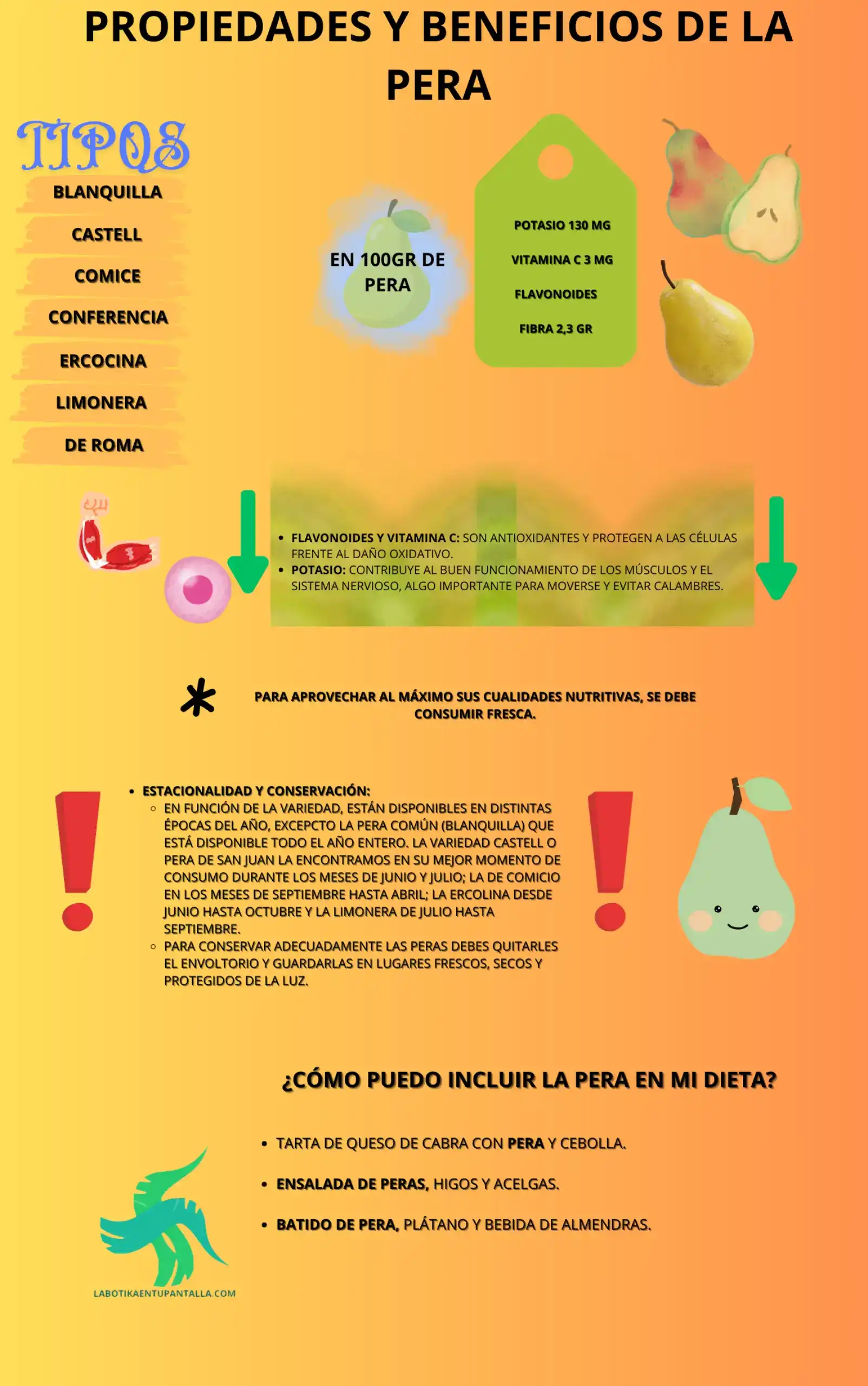 Propiedades y beneficios de la PERA, recetas de PERA, como comer PERA