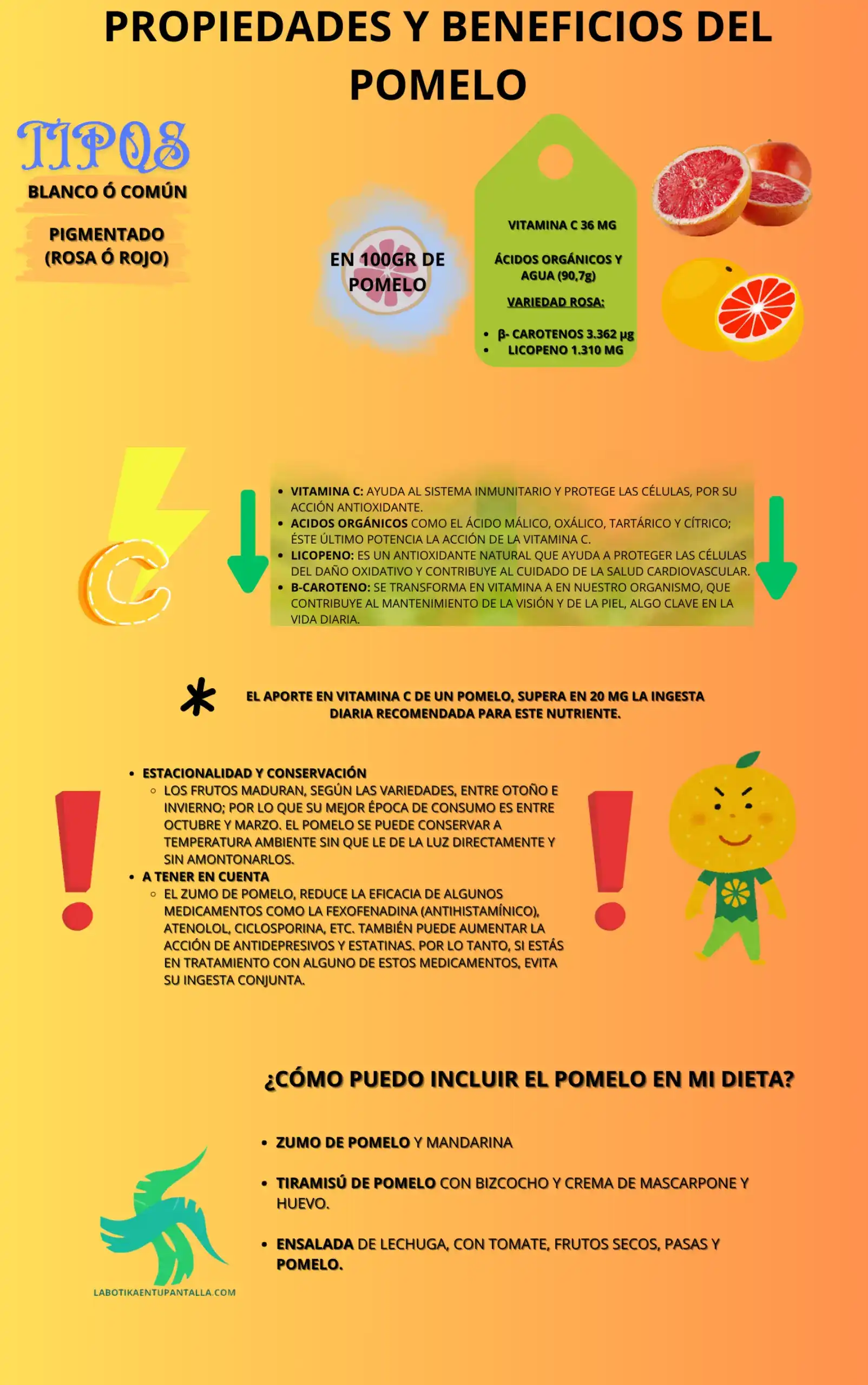 Propiedades y beneficios de la POMELO, recetas de POMELO, como comer POMELO